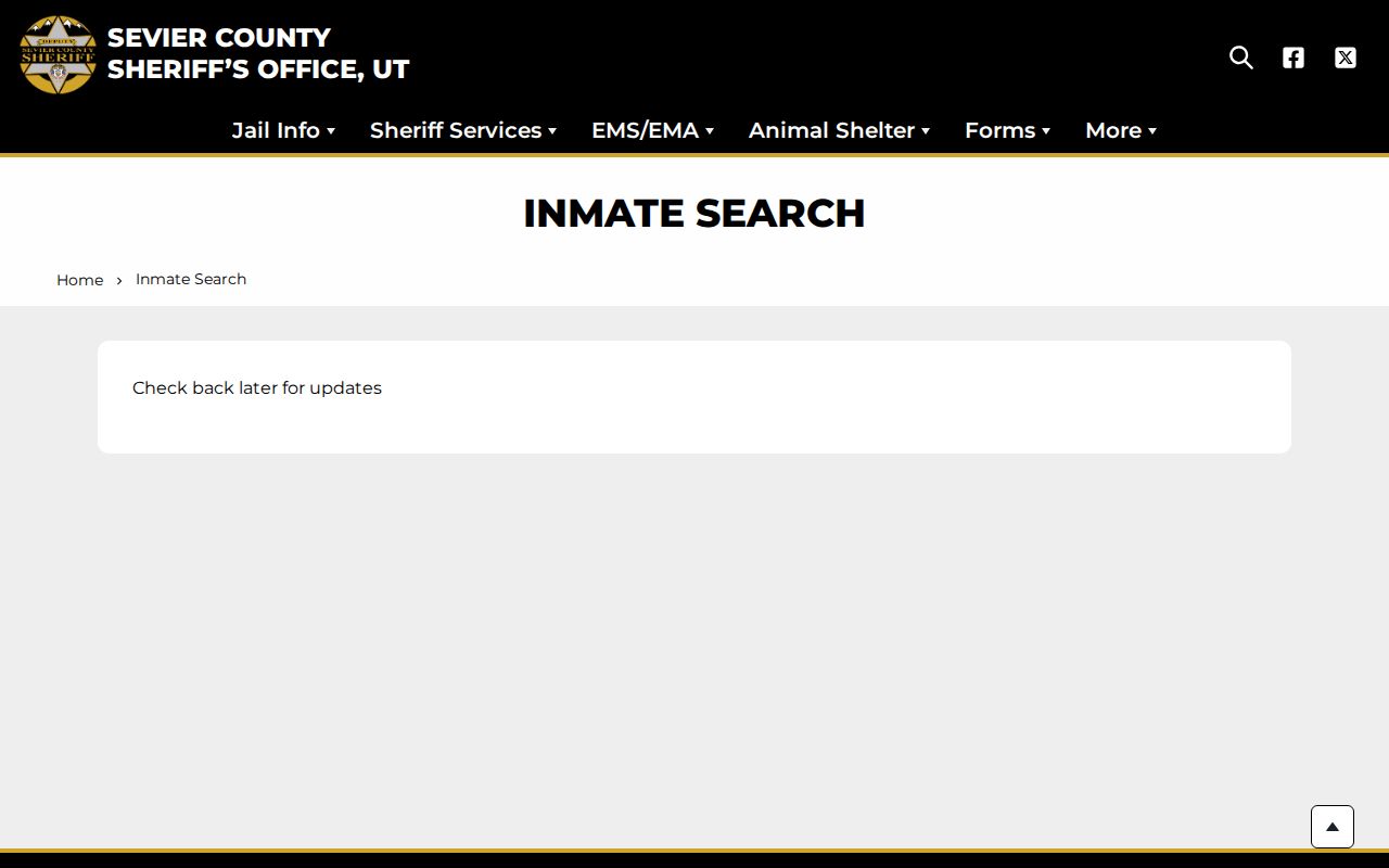 Sevier County Jail roster and inmate search status page